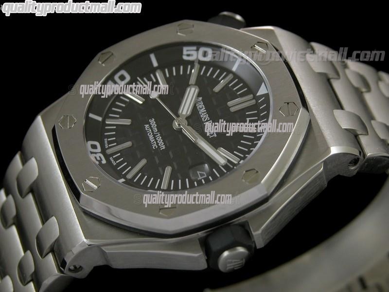 Audemars Piguet Royal Oak Chronograph-Black Checkered Dial Numeral Hour Markers-Stainless Steel Strap