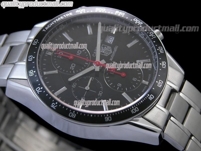 Tag Heuer Carrera Racing 41MM Automatic Chronograph-Black Dial, Black subdials-Stainless Steel Bracelet 