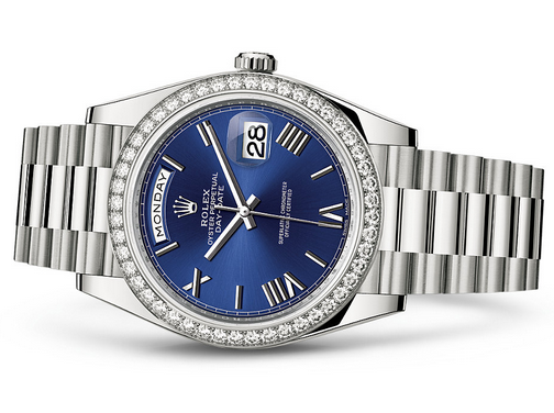 Rolex Day-Date 228349 Swiss Automatic Watch Blue Dial Diamonds Bezel 40MM