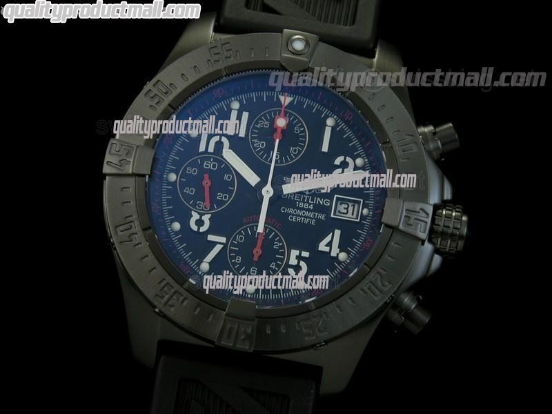 Breitling Navitimer Avenger Skyland Chronograph-Black Dial Embossed Numeral Markers-Black Rubber Strap