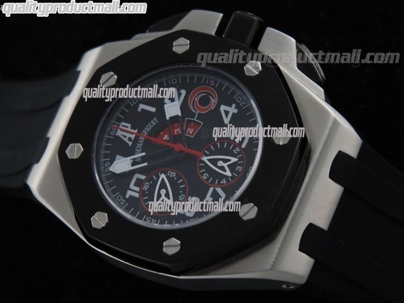 Audemars Piguet Royal Alinghi Team Chronograph-White Dial Numeral Hour Markers-Black Rubber Strap