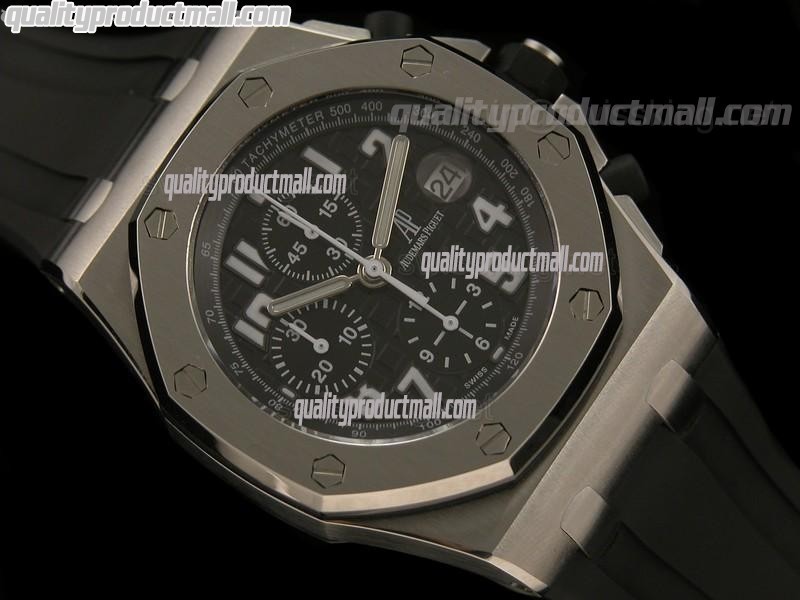 Audemars Piguet Royal Oak Offshore Black Theme Chronograph-Black Textured Dial-Black Rubber Strap