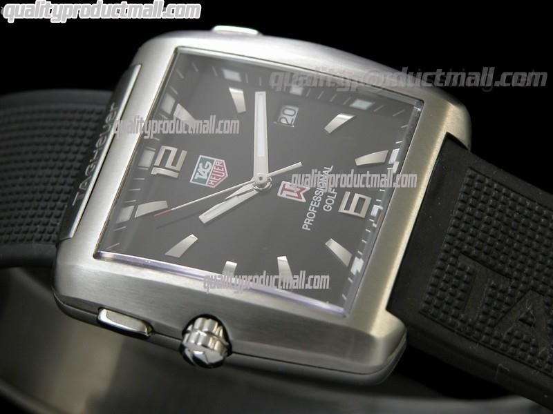 Tag Heuer Golf Professional Swiss Quartz Watch-Black Dial-Black Rubber Strap