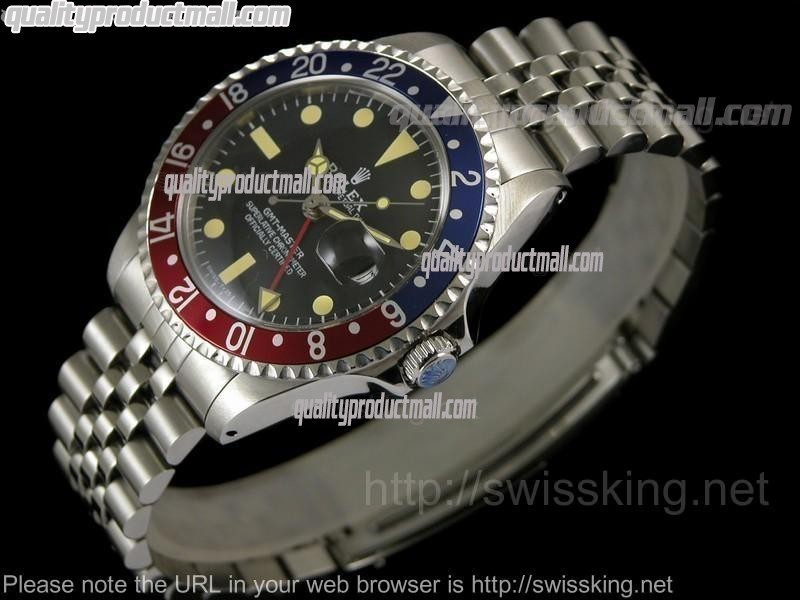 Rolex GMT II Ceramic Automatic Watch-Black Dial Blue/Red Bezel-Stainless Steel Jubilee Bracelet