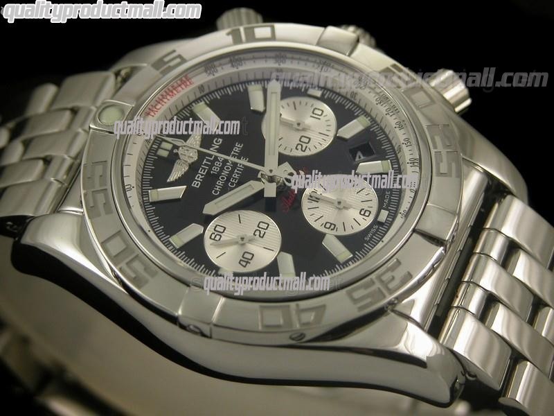 Breitling Chronomat B01 Chronograph-Black Dial Index Hour Markers-Stainless Steel Bracelet