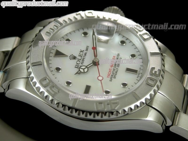 Rolex Yachtmaster II Swiss ETA-Mother of Pearl White Dial White Dot markers-Stainless Steel Oyster Strap