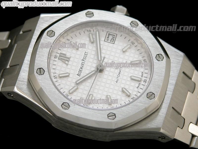 Audemars Piguet Royal Oak 36MM Watch-White Checkered Dial Index Hour Markers-Stainless Steel Strap