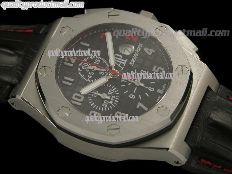 Audemars Piguet Royal Oak Shaquille Limited Edition Chronograph-Black Checkered Dial-Black Leatherr Bracelet