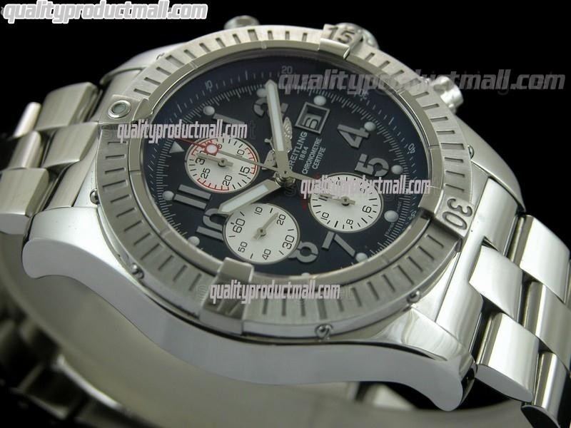 Breitling Blacksteel Super Avenger 48MM-Blue Dial White Subdials-Stainless Steel Pro II Strap