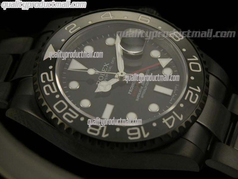 Rolex GMT II Pro Hunter Swiss Automatic Watch-Black Dial-Stainless Steel Oyster Bracelet