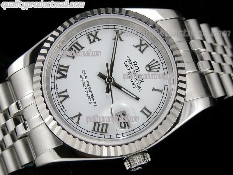 rolex datejust 36 white dial roman numerals