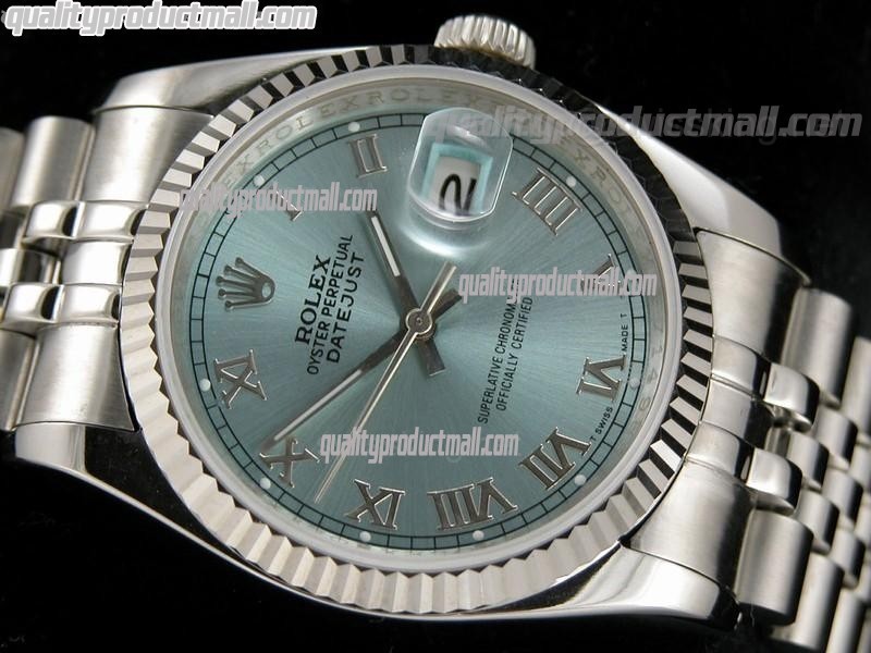 Rolex Datejust 36mm Swiss Automatic Watch-Lilac Sunburst Dial Roman Numeral Hour Markers-Stainless Steel Jubilee Bracelet 