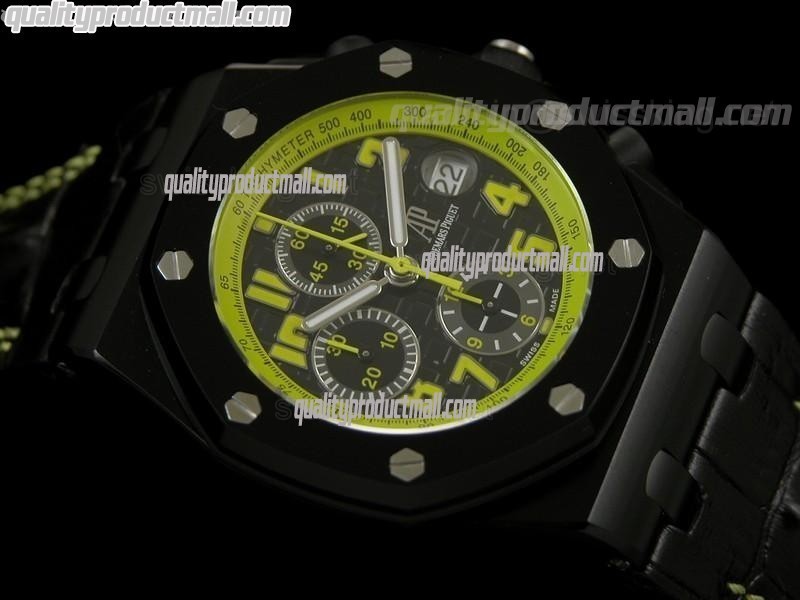 Audemars Piguet Royal Oak Offshore Transformers Bumblebee Limited Edition Chronograph-Black Dial-PVD-Black Leather Strap