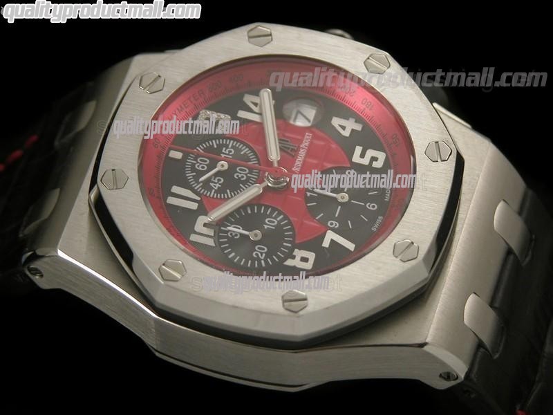 Audemars Piguet Royal Oak Offshore Masato Limited Edition Chronograph-Red Dial Numeral Hour Markers-Black Rubber Strap