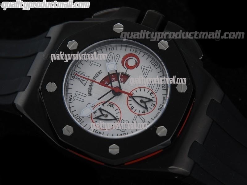 Audemars Piguet Alinghi Team Chronograph-White Dial Numeral Hour Markers-Black Rubber Strap