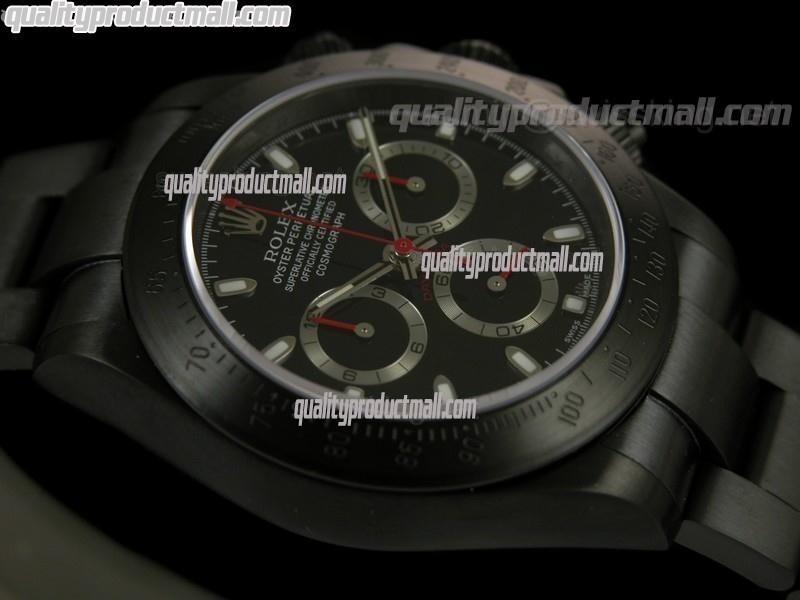 Rolex Daytona Pro Hunter Sticks-Black Dial, Silver Subdials-Matt Finish Black PVD Stainless Steel Oyster Bracelet