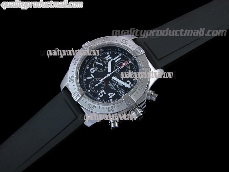 Breitling Skyland Avenger Chronograph-Black Dial Black Subdials-Diver's Rubber Strap