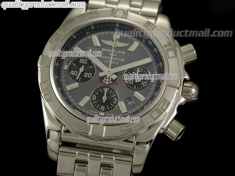 Breitling Chronomat B01 Chronograph-Grey Dial Index Hour Markers-Stainless Steel Bracelet