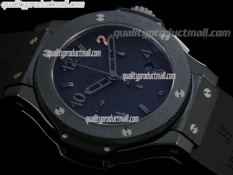 Hublot Big Bang Limited Editon Chronograph-Black Tempus Dial Numeral Hour Markers-Black Rubber Strap