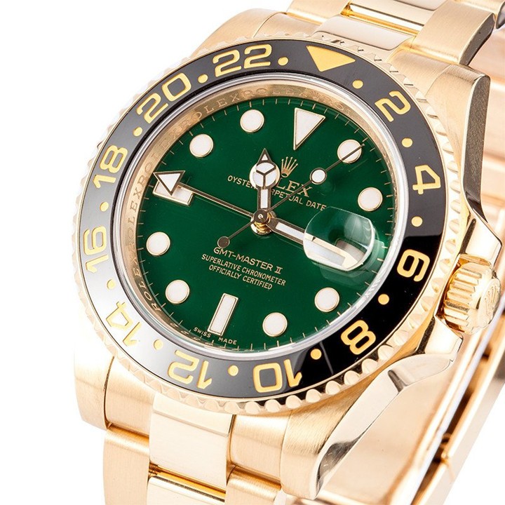 Rolex GMT-Master II 116718LN Swiss Automatic Yellow Gold Green Dial 