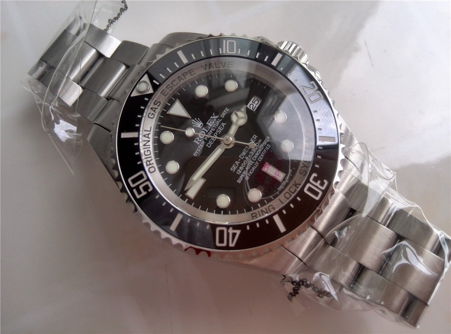 Rolex Sea Dweller Ultimate DeepSea Automatic Watch-Black Dial White Dot Markers-Stainless Steel Oyster Brushed Bracelet 