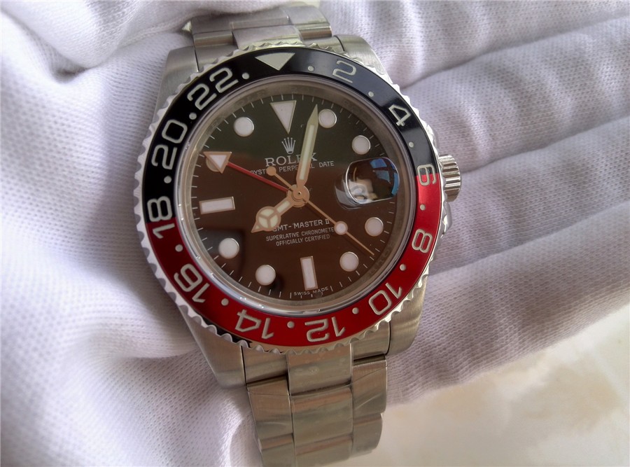 Rolex GMT II 50th Anniversary Ceramic Automatic Watch-Black Dial Black/Red Bezel-Stainless Steel Oyster Bracelet