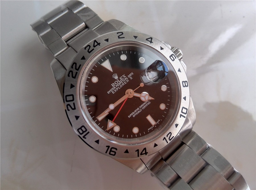 Rolex Explorer II GMT Hour Adjust-Black Dial White Dot markers-Stainless Steel Oyster Strap