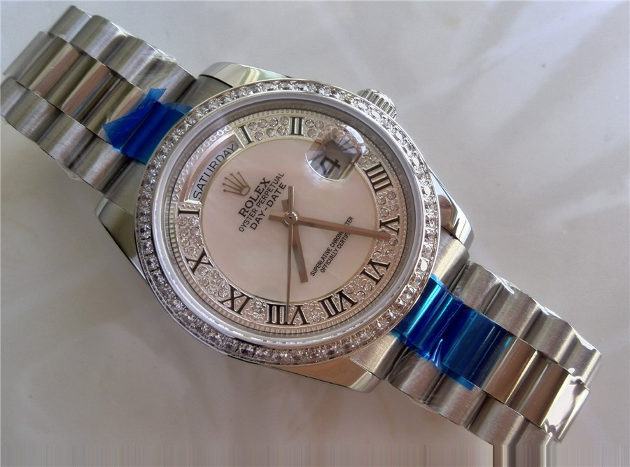 Rolex Day-Date E730 Automatic-Silver Dial Roman Number Markers-Stainless Steel Strap