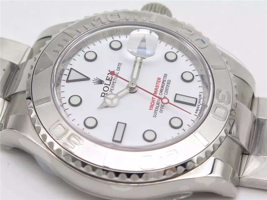 Rolex Yachtmaster II Swiss Automatic Watch-White Dial White Dot Markers-Stainless Steel Oyster Bracelet