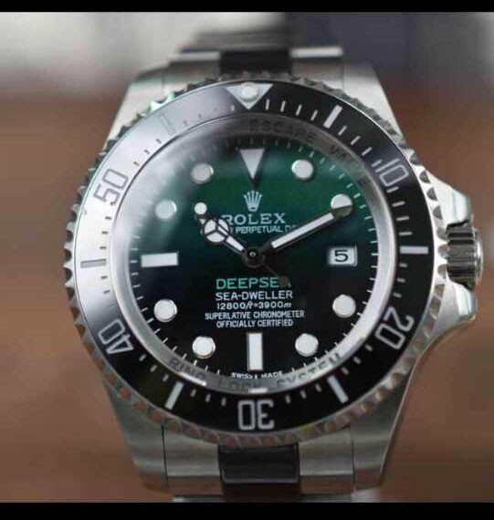 Rolex Sea Dweller DeepSea Automatic Watch-Black&Green Dial White Dot Markers-Ceramic Midlinks Bracelet 44mm