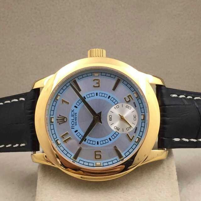 Rolex Cellini Swiss Automatic Watch Yellow Gold-Independent Seconds-Ice Blue Dial