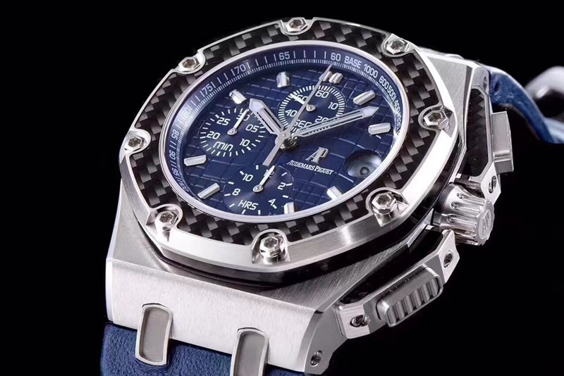 Audemars Piguet Royal Oak Offshore Juan Pablo Montoya Limited Edition Chronograph-Blue Checkered Dial-Blue Leather Strap