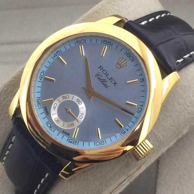 Rolex Cellini Swiss Automatic Watch Yellow Gold-Small Seconds-Ice Blue Dial