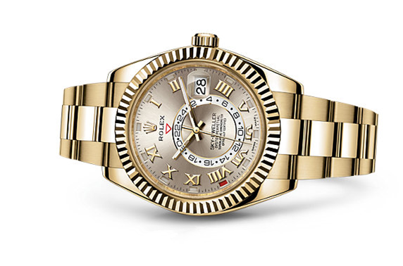Rolex Sky-Dweller Automatic Watch Full Gold Silver Gray Dial