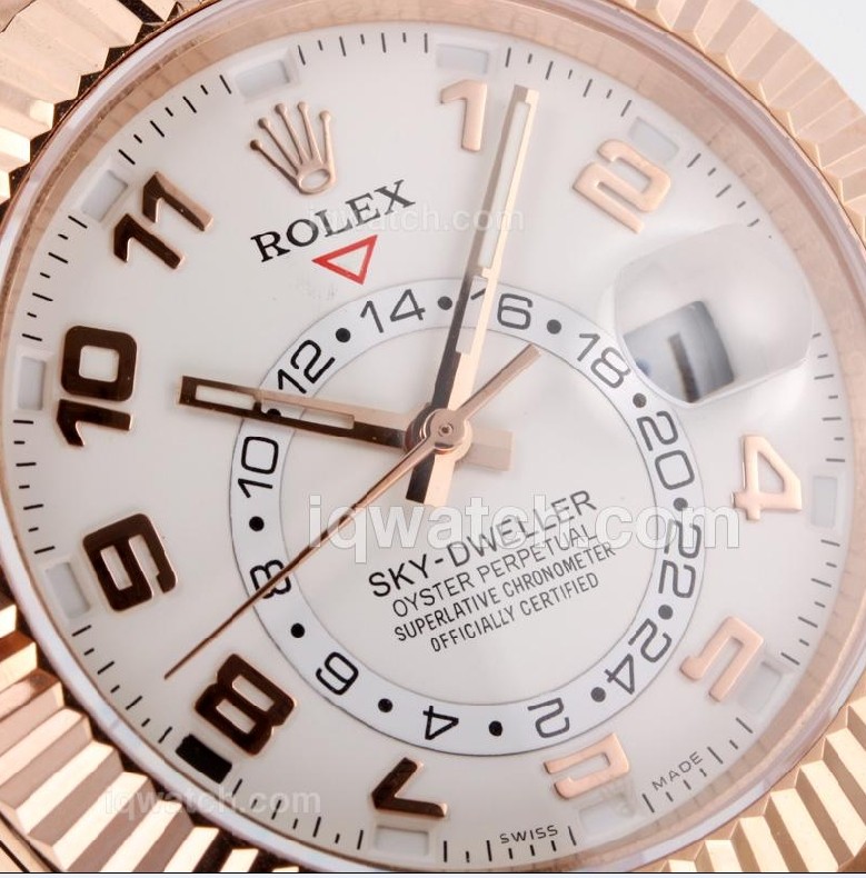 Rolex Sky-Dweller Automatic Watch Rose Gold White Dial