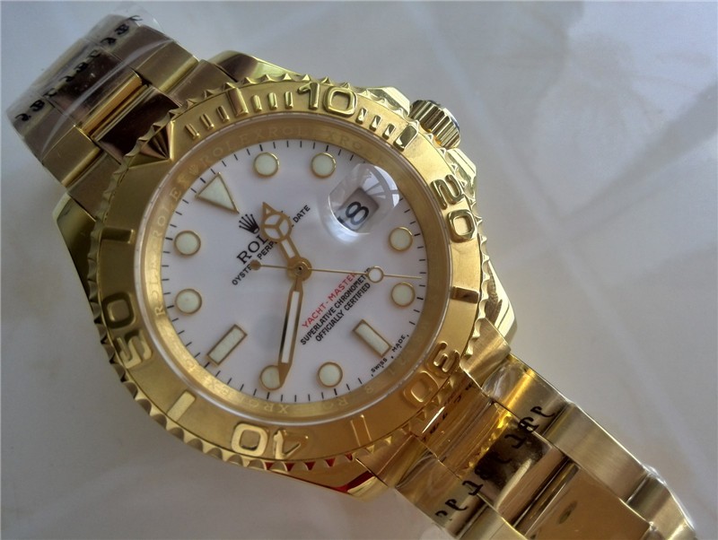 Rolex Yachtmaster II Swiss ETA-White Dial-Gold Plated Stainless Steel Oyster Bracelet