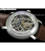 Audemars Piguet Jules Audemars Skeleton Tourbillon-White Inner Bezel Dial-Brown Leather Strap