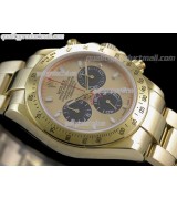 Rolex Daytona Swiss 18K Gold Chronograph-Gold Dial Black Subdials-Stainless Steel Oyster Bracelet 