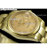 Rolex DayDate II 41mm Swiss Automatic Watch 18k Gold- Gold Dial Roman Numeral Markers-Stainless Steel Presidential Bracelet
