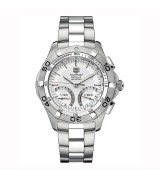 Tag Heuer Aquaracer Quartz Chronograph-White Dial Index Hour Markers-Stainless Steel Bracelet 