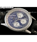 Breitling Navitimer Chronometre-Blue Dial Numeral Hour Markers-Black Leather Strap