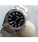 Rolex Datejust II Automatic Watch Black Dial Index Hour Markers