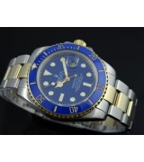 Rolex Submariner 116613 Automatic 18k Gold-Luminous Blue Dial-Stainless Steal Strap （Rolex submariner blue dial replica）