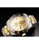 Rolex Submariner E718 Automatic 18k Gold-Gold Dial-Stainless Steel Strap