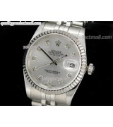 Rolex Datejust 36mm Swiss Automatic Watch-Grey Sunburst Dial Diamond Hour Markers-Stainless Steel Jubilee Bracelet 