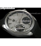 Tag Heuer Pendulum Handwound Watch-White Dial Silver Stick Markers-Black Rubber strap