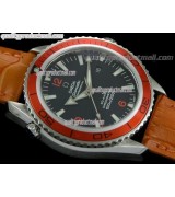 Omega Sea-Master Automatic Orange Ultimate-Black Dial Orange Bezel-Orange Leather Strap