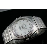 Omega Constellation OM060 Diamond Automatic-White Dial-Stainless Steel Linked Strap