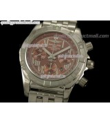 Breitling Chronomat B01 Chronograph-Brown Dial Roman Numerals Markers-Stainless Steel Bracelet