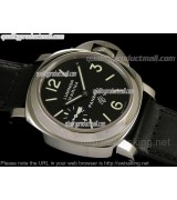 Panerai Luminor Marina PAM005 Swiss Manual Handwound Watch-Black Dial Numeral/Index Hour Markers-Black Leather Strap